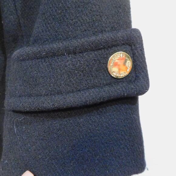 Michael Kors Women Black Trench Coat Wool Blend Jacket Removal Hood Jacket Small - Picture 9 of 12